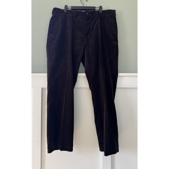 POLO RALPH LAUREN CLASSIC FIT BROWN FLAT FRONT CORDUROY CHINO PANTS MENS 38x30 - Picture 10 of 11